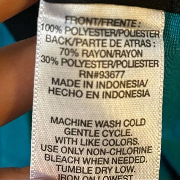 Allen B Blue Black Cream Color Block Sleeveless Round Neck Blouse size XL - Picture 7 of 9